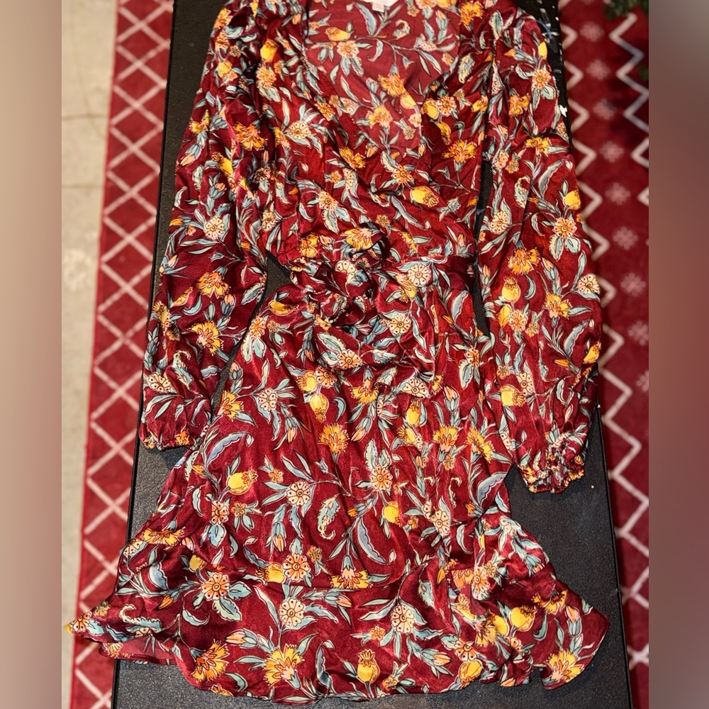 LC Lauren Conrad Wine/Burgundy Floral Dress